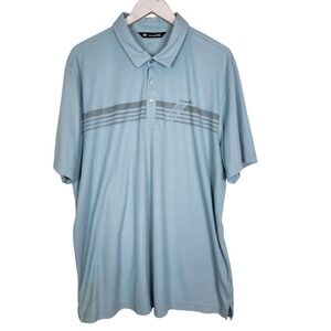 TRAVIS MATHEW Polo Shirt Mens 2XL Blue Striped Performance Golf Pima Cotton Peru